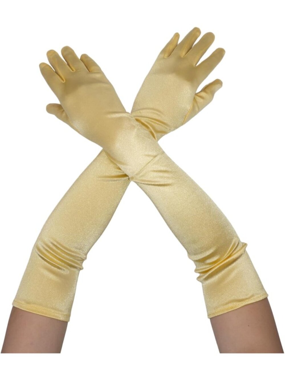 Women Champagne Gold Elbow Length 1920s Costume Halloween Long Opera Satin Glove
